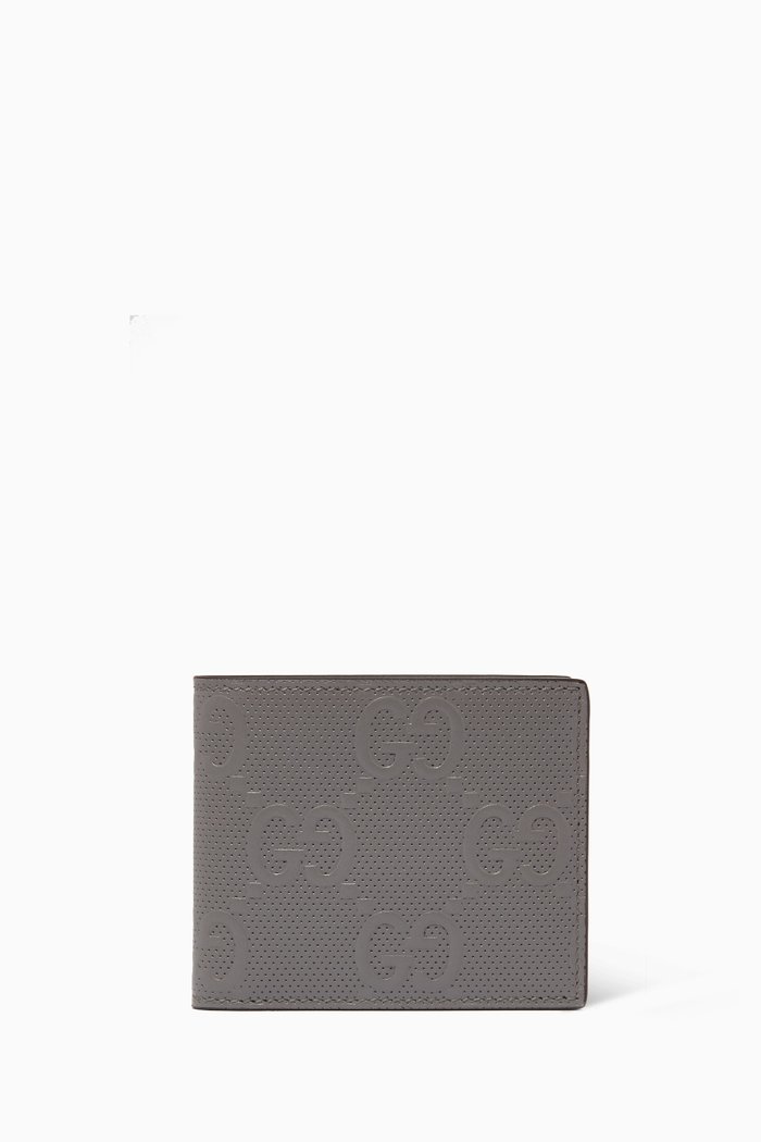 

GG Embossed Wallet in Leather, Grey