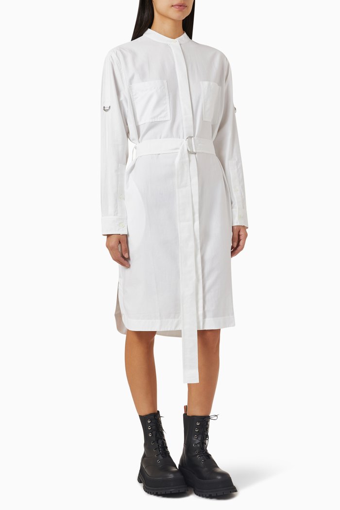 Sofia Shirt Dress in Cotton, White