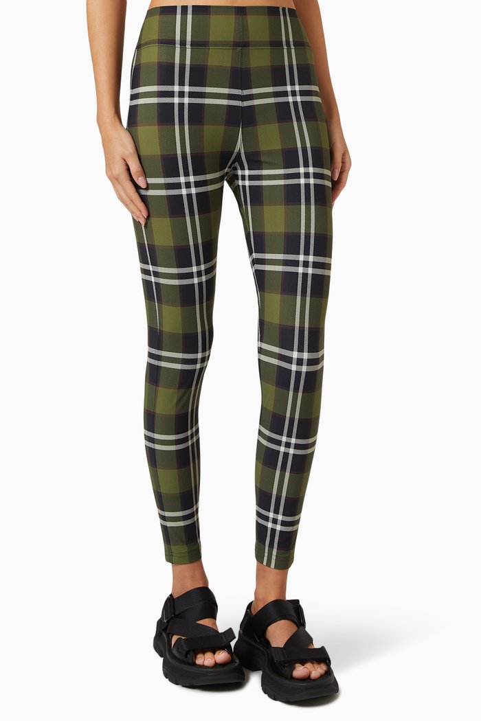 

Vintage Check High-waist Leggings in Stretch Jersey, Green