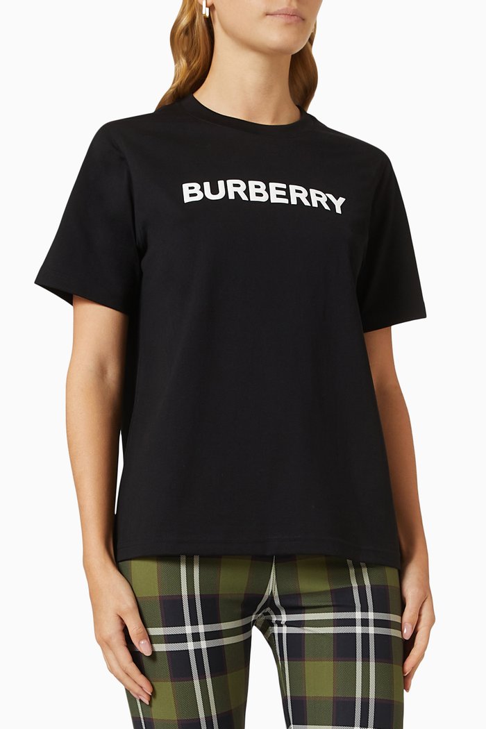 Logo Print T-shirt in Organic Cotton Jersey, Black