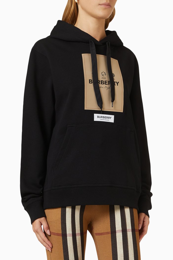 

Label Appliqué Oversized Sweatshirt in Loop-back Cotton, Black