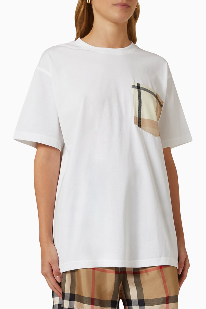 

Check Pocket T-shirt in Cotton Jersey, White