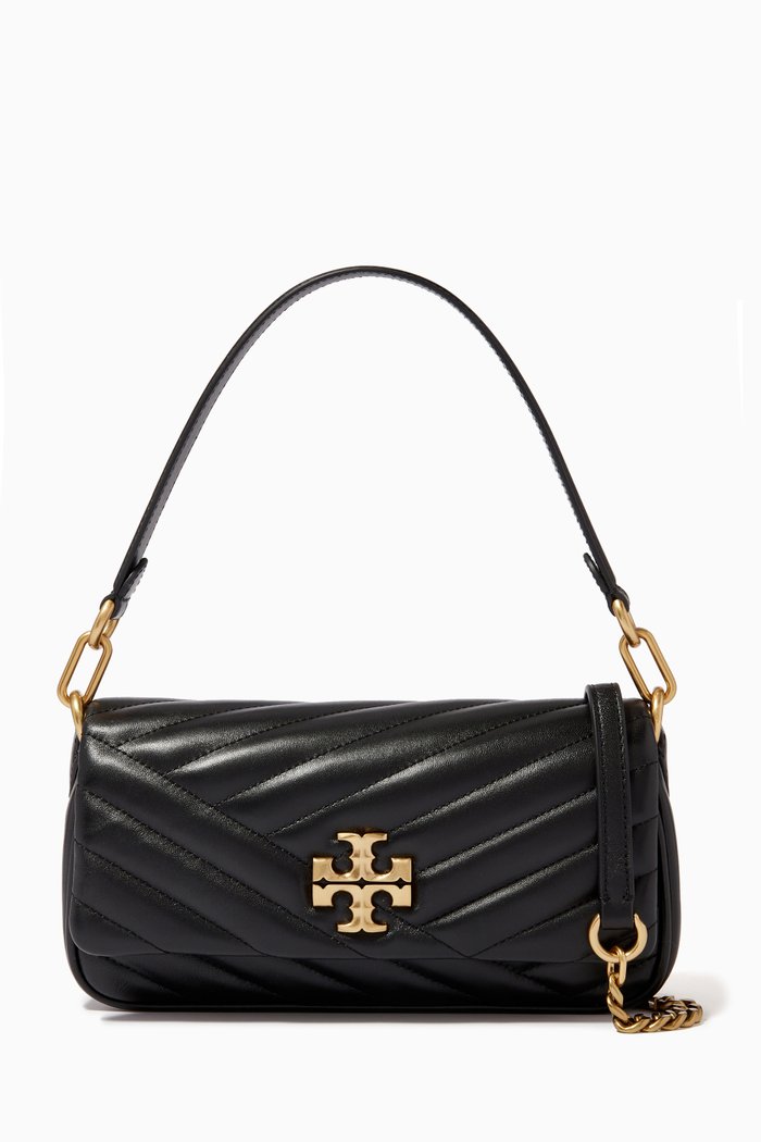 

Kira Chevron Small Shoulder Bag in Leather, Black