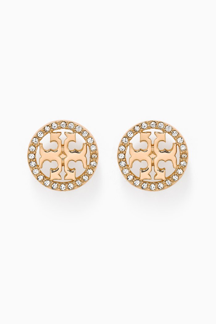

Miller Pavé Crystal Logo Stud Earrings in 18kt Gold-plated Brass
