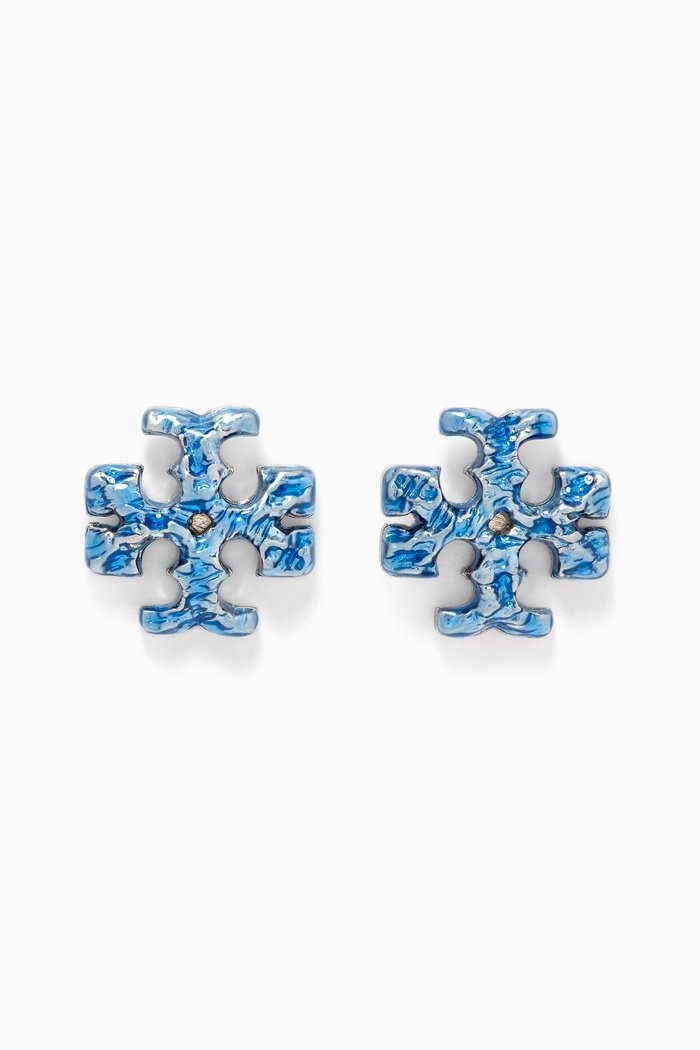 

Roxanne Painted Stud Earrings in 18kt Gold-plated Brass, Blue