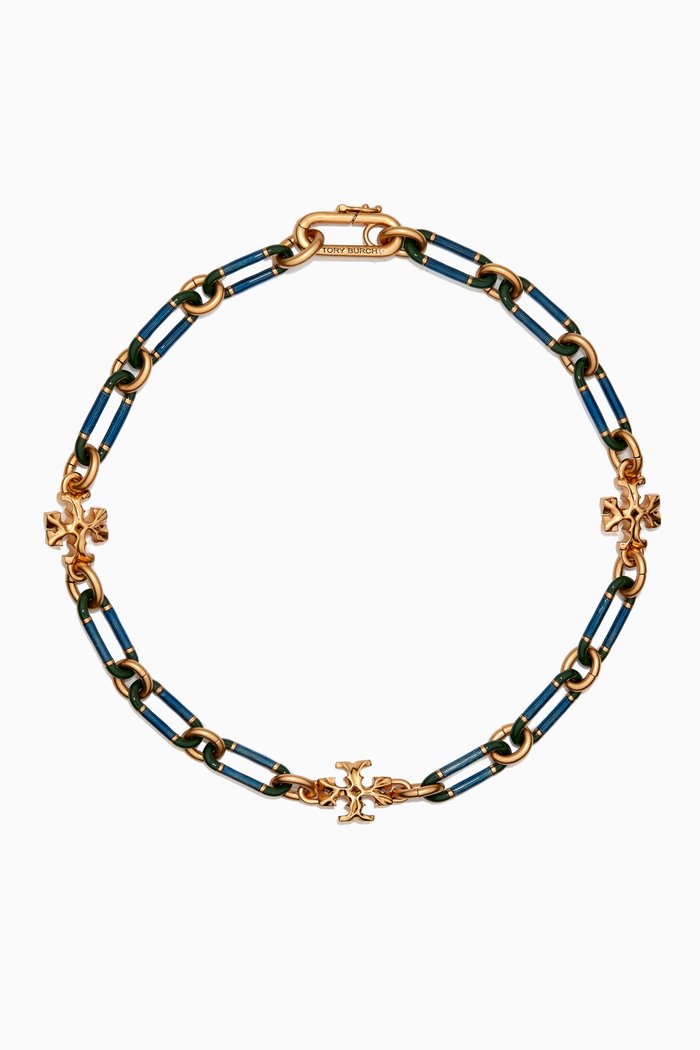 

Roxanne Short Chain Necklace in 18kt Gold-plated Brass, Green