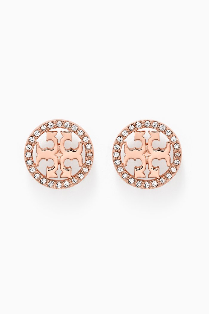 

Miller Pavé Crystal Logo Stud Earrings in 18kt Rose Gold-plated Brass