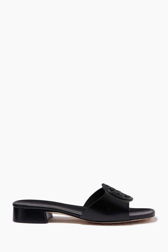 

Bombé Miller Slides in Leather, C-Width, Black