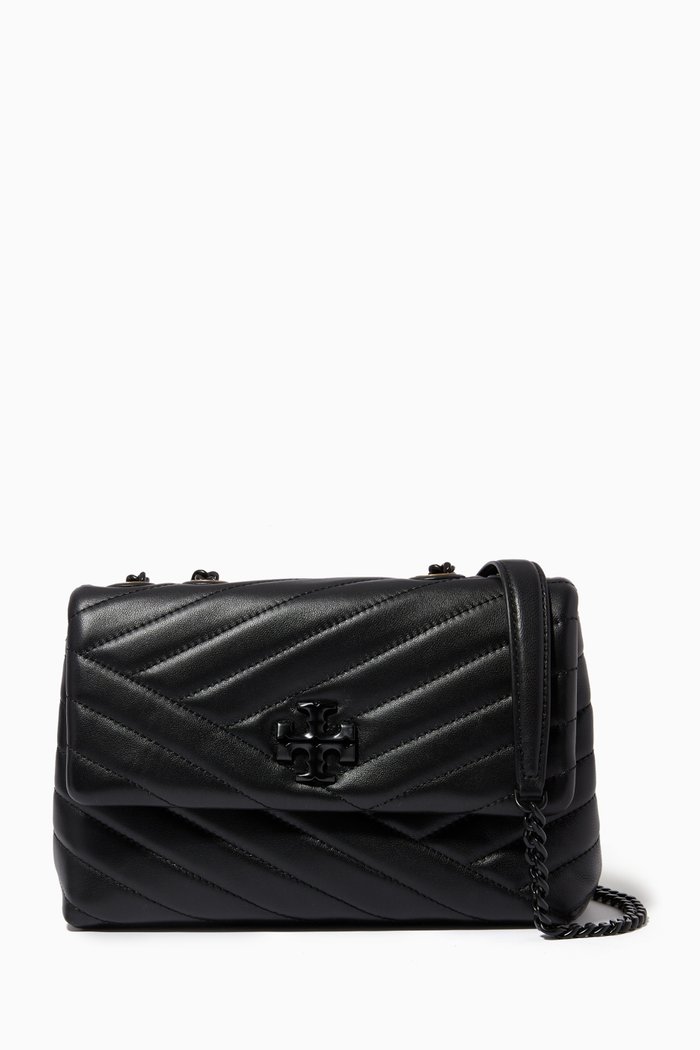 

Kira Chevron Convertible Shoulder Bag in Leather, Black