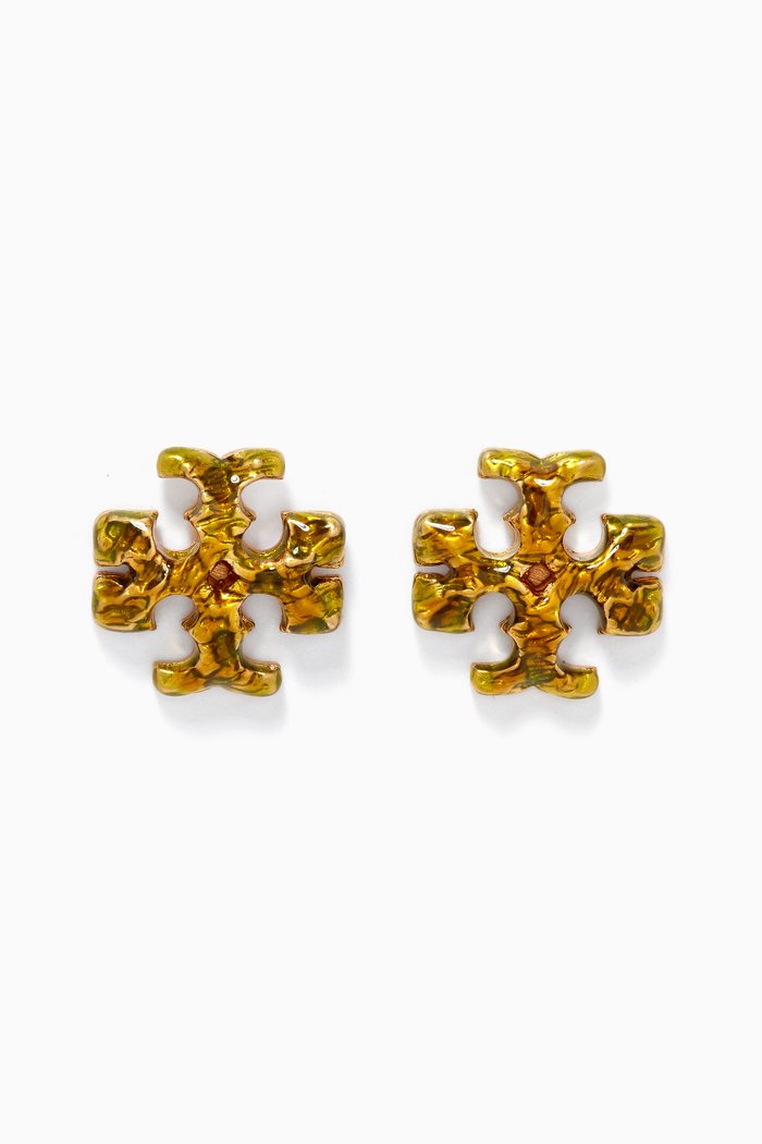 

Roxanne Painted Stud Earrings in 18kt Gold-plated Brass, Green