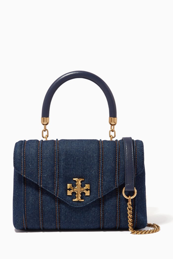 

Kira Small Top Handle Bag in Denim, Blue
