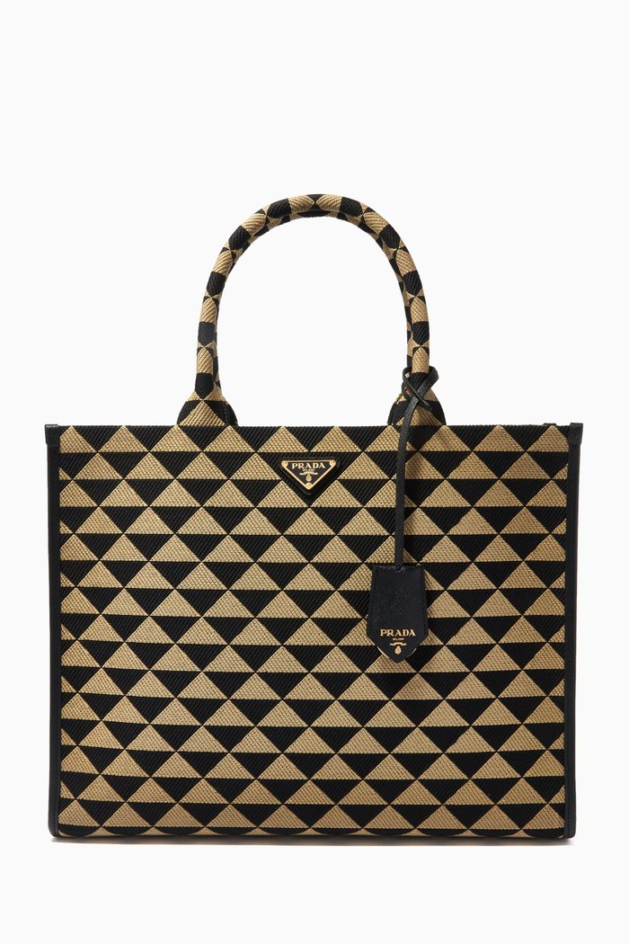 

Large Prada Tote Bag in Triangolo Jacquard, Black