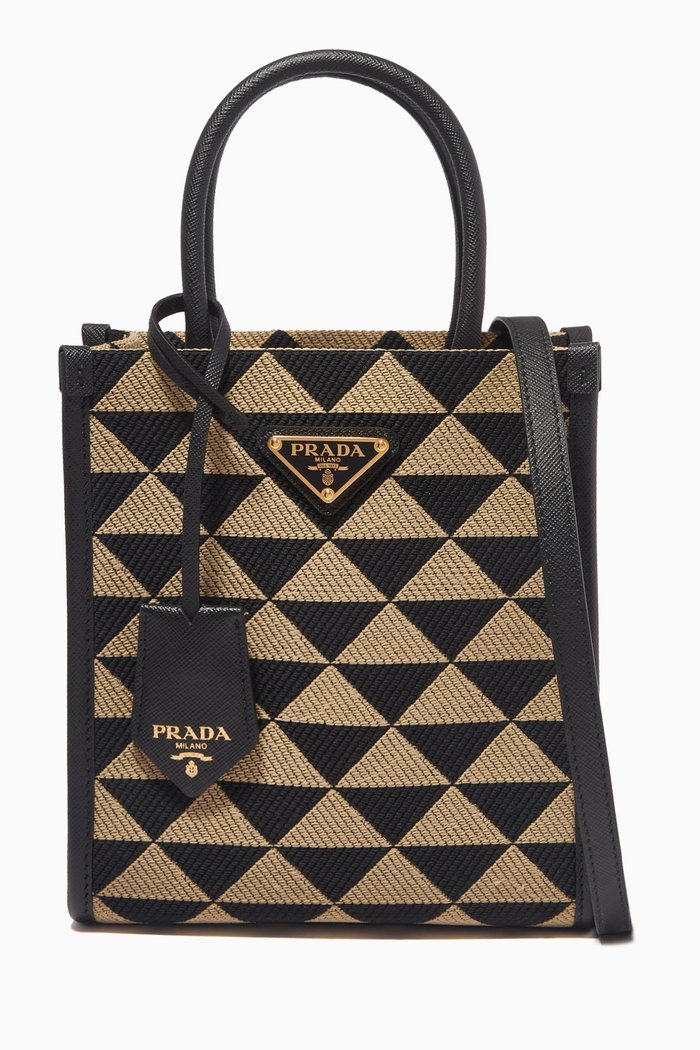 

Micro Prada Tote Bag in Triangolo Jacquard, Black
