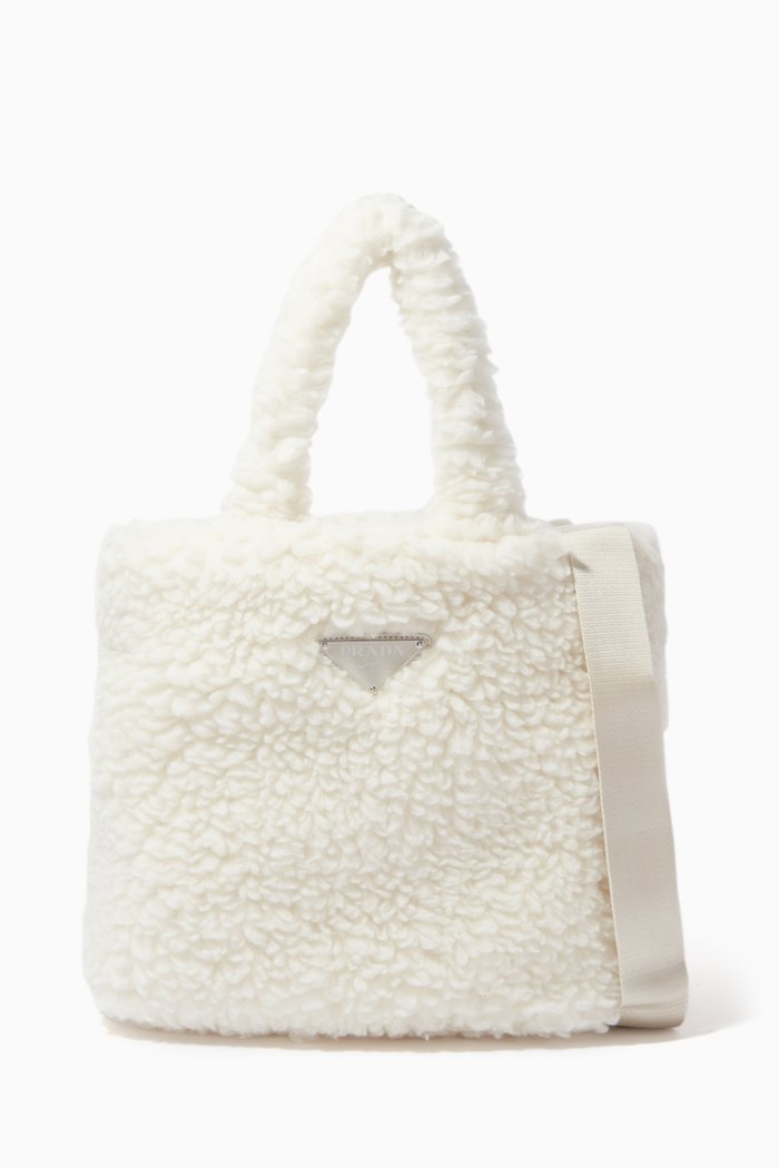 

Triangle Logo Large Tote Bag in Wool & Cashmere, Neutral
