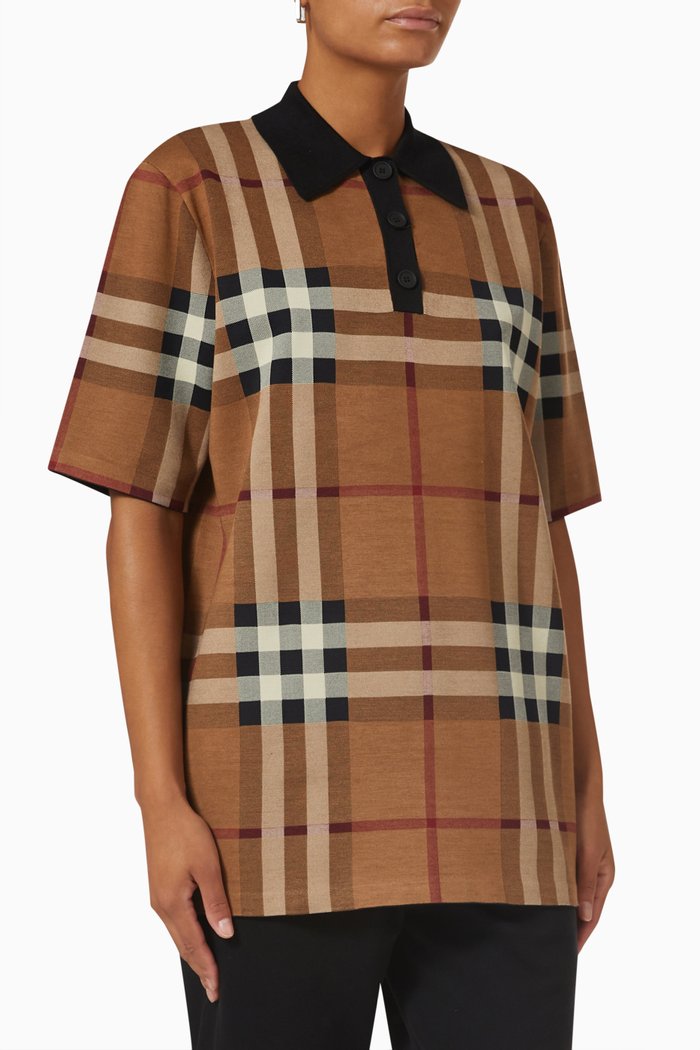 

Kacie Check Oversized Polo, Brown