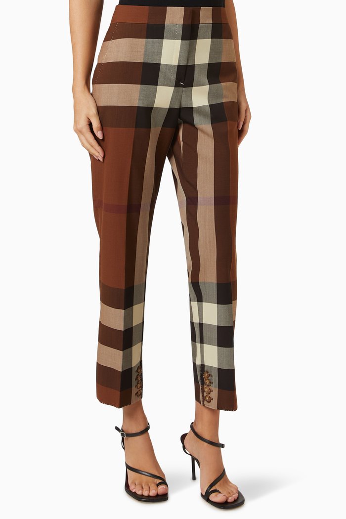

Check Tailored Pants in Wool, Brown