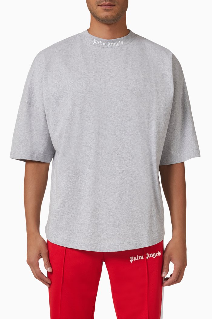 

Classic Doubled Logo Oversized T-shirt in Cotton Jersey, Grey