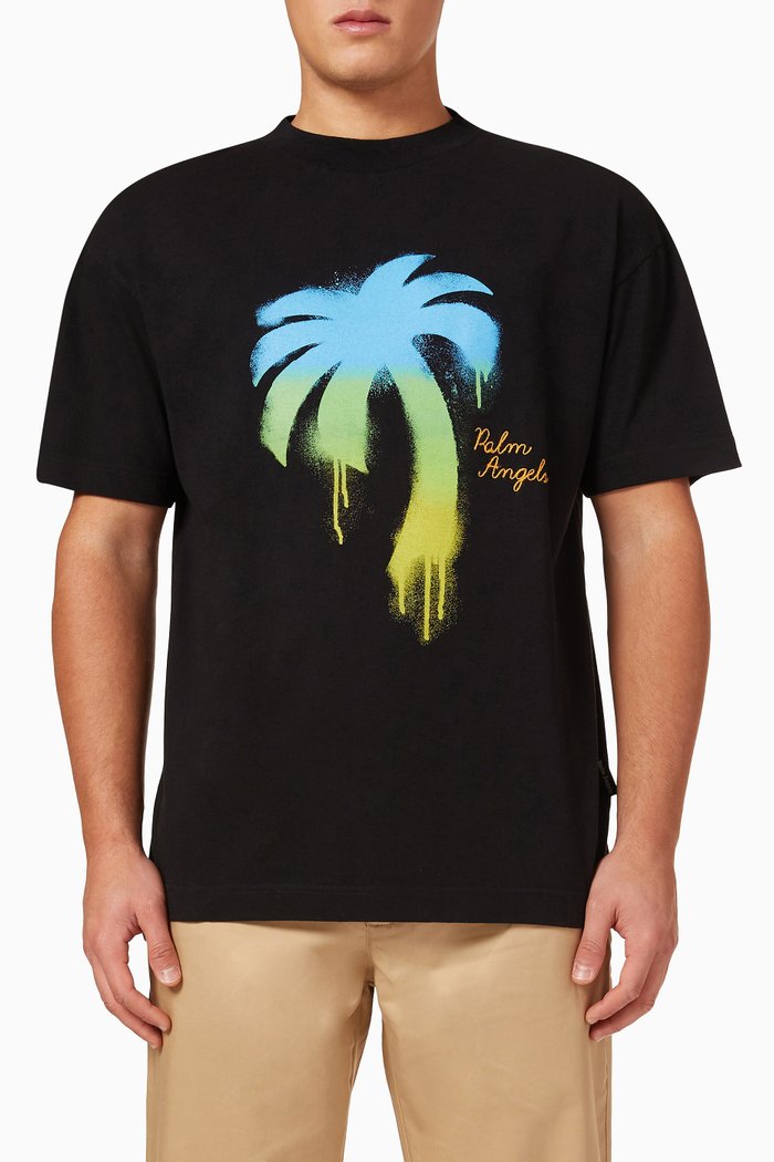 

Sprayed Palm Classic T-shirt in Cotton, Black