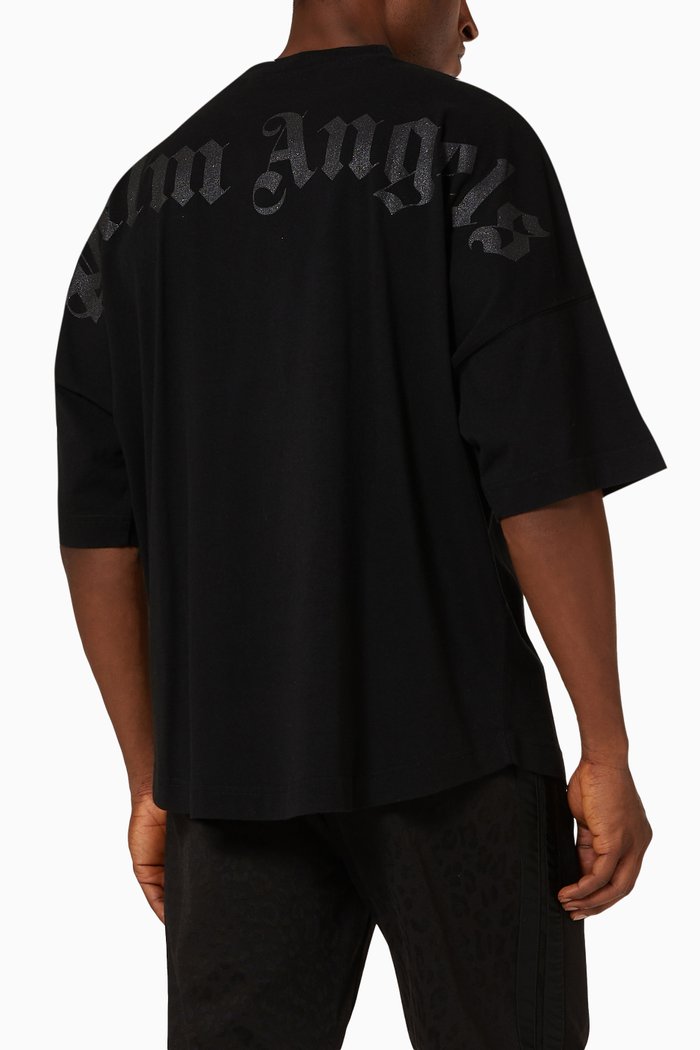 

Oversized Glitter Logo T-shirt in Cotton-jersey, Black