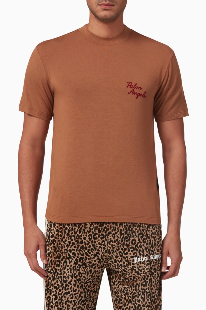 

Logo-embroidered T-shirt in Stretch-modal, Burgundy