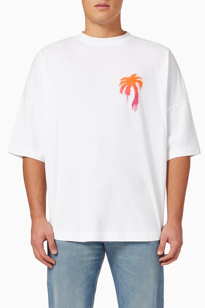 

Sprayed Palm Logo T-shirt in Cotton, White