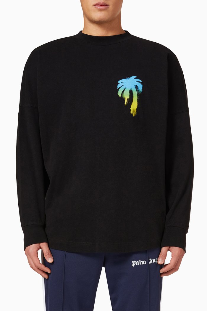 

Sprayed Palm Logo T-shirt in Cotton, Black