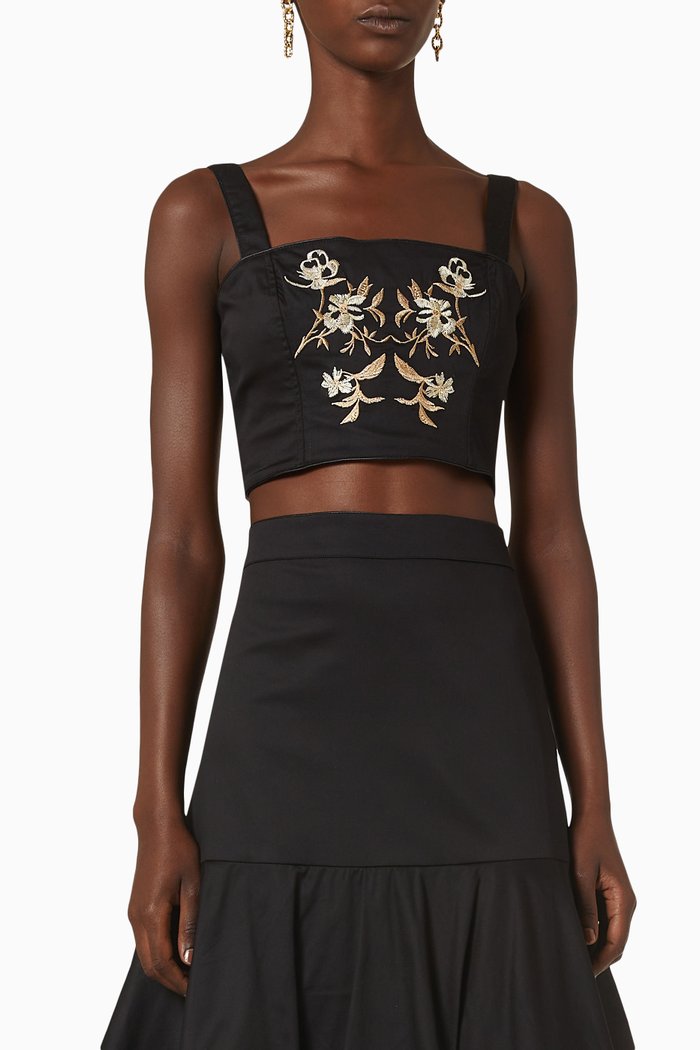 

Wallis Crop Top in Cotton, Black