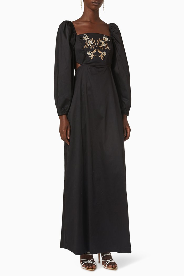 

Wallis Floral Print Maxi Dress in Cotton, Black