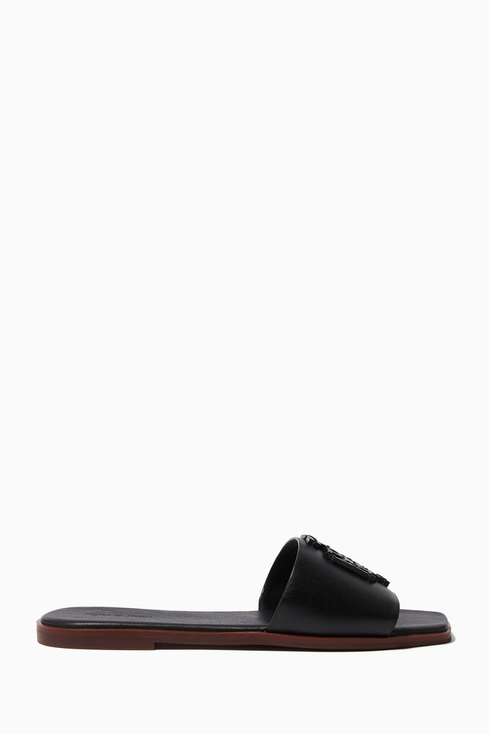 

Ines Slides in Leather, Black