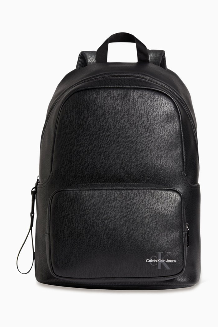 CK Campus Backpack in Faux Leather, Black