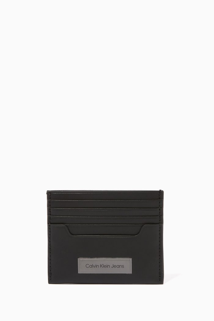 

Logo RFID Card Holder in Leather, Black
