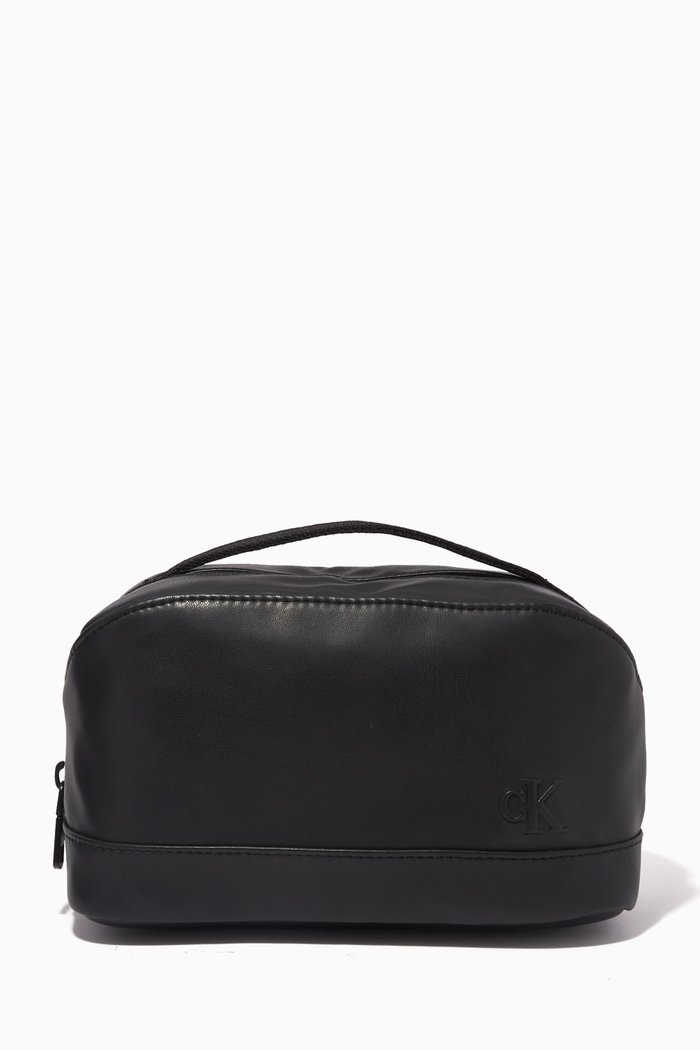 

Monogram Bold Wash Bag in Faux Leather, Black