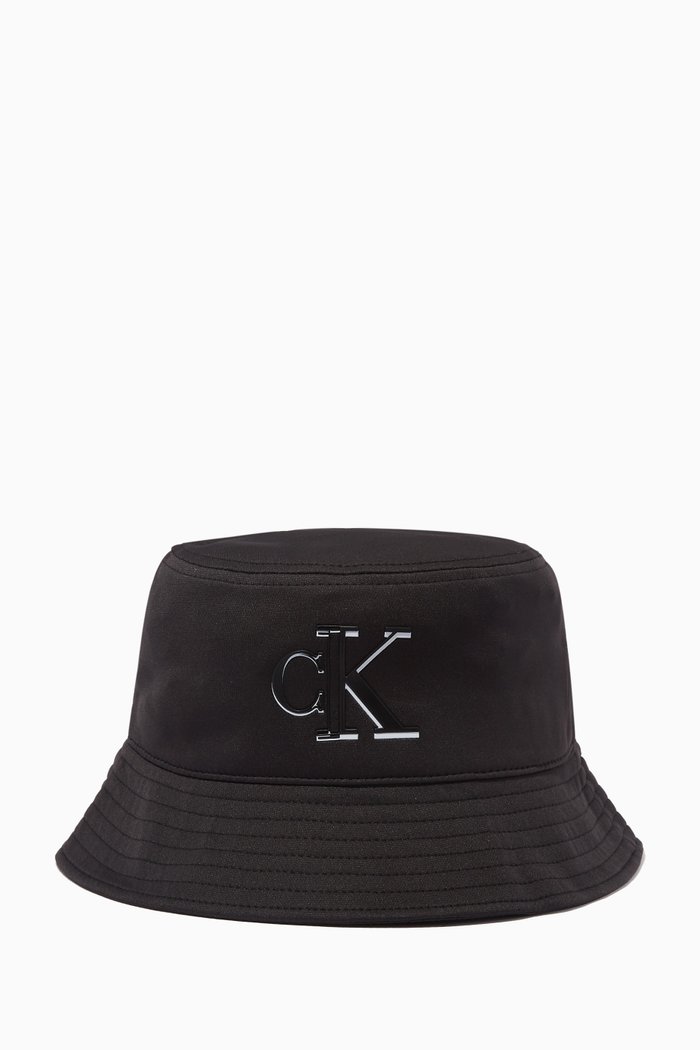 

Logo Print Bucket Hat in Jersey, Black