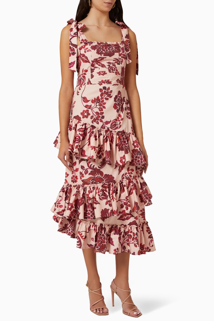 Flor De Luna Dress in Stretch Cotton, Pink