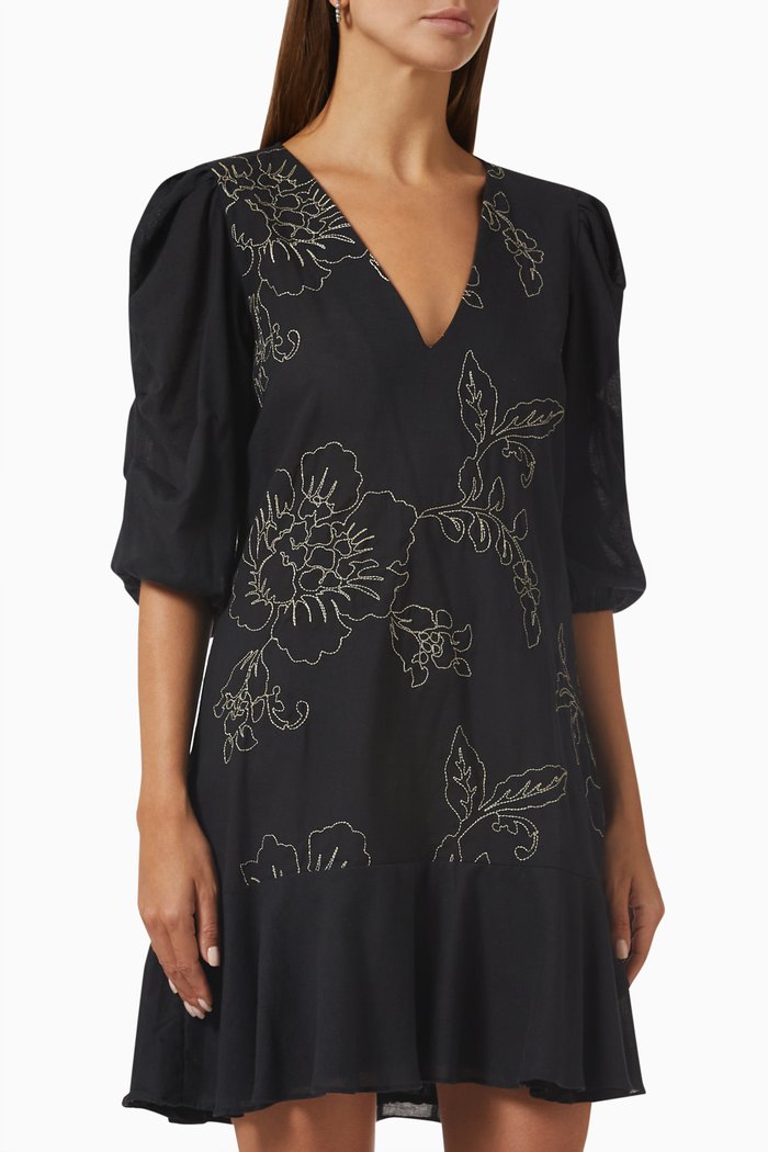 

Leona Mini Dress in Cotton, Black