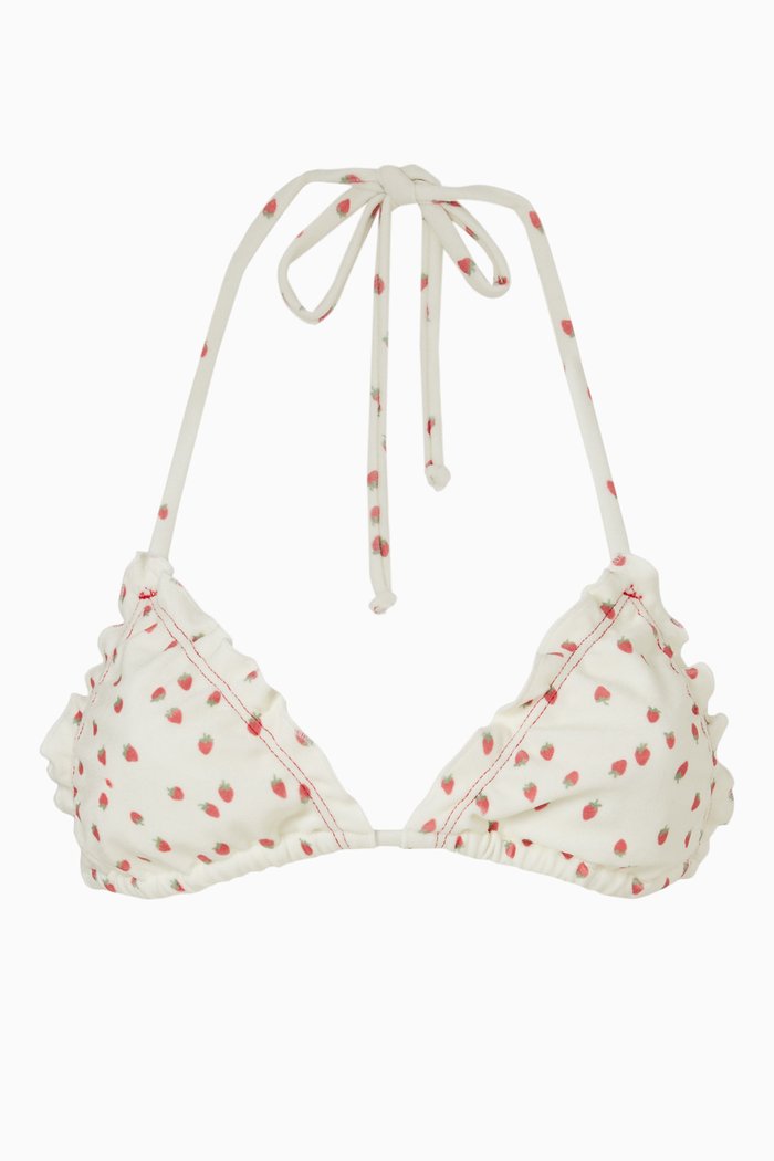 

Tia String Bikini Top in Stretch Terry, White