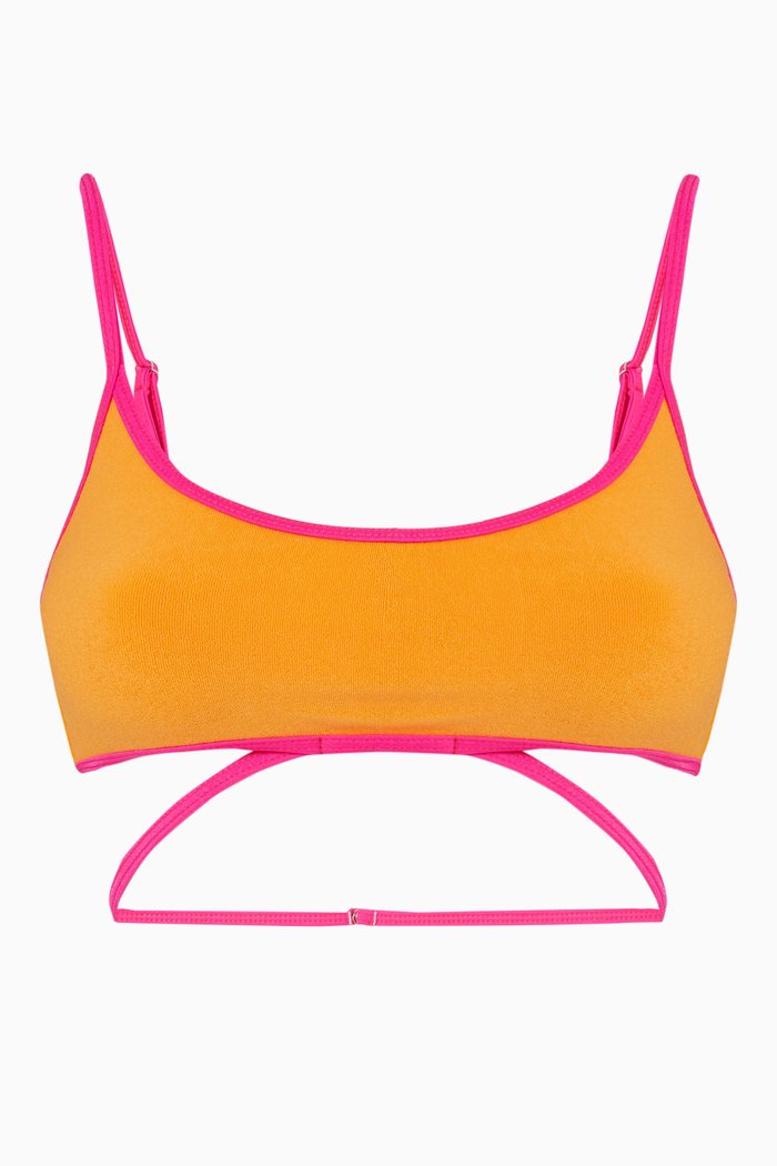 

Waco Bralette Bikini Top in Stretch Terry, Orange