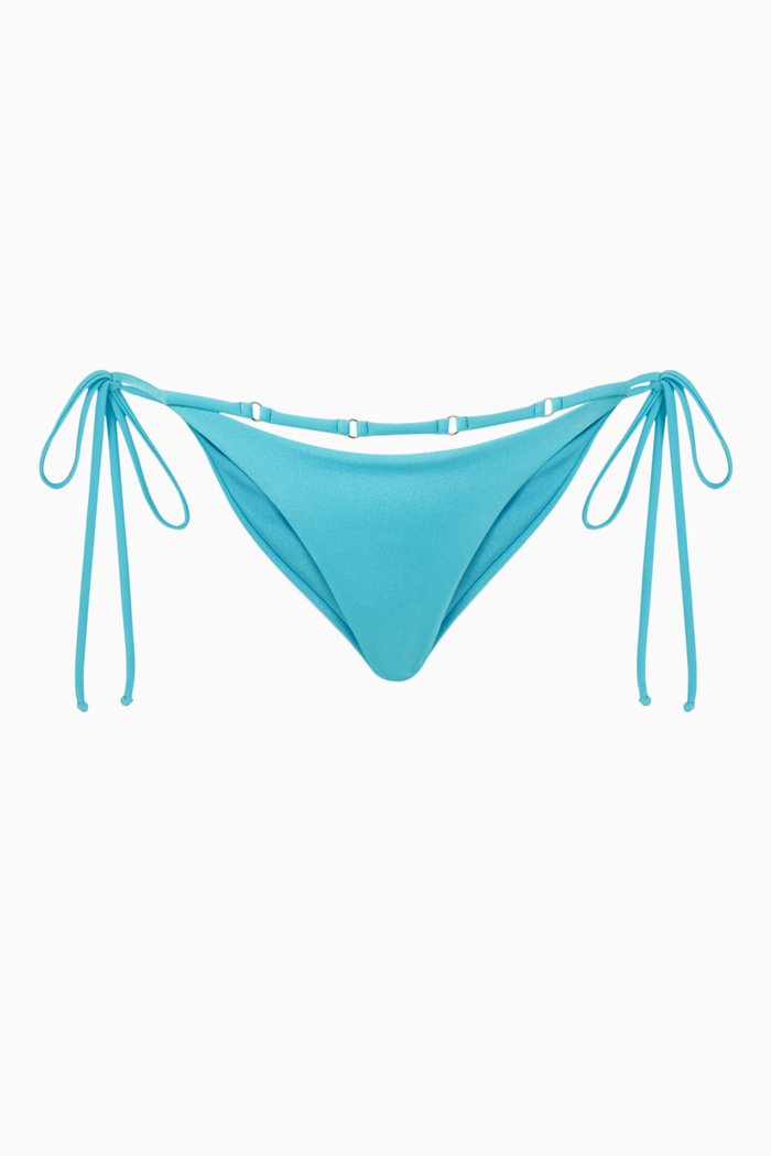 

Keira Cheeky Bikini Bottoms in Shine Stretch Nylon, Blue
