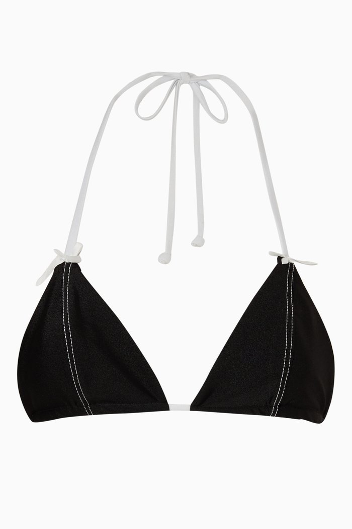 

Phillipa Triangle Bikini Top in Shine Stretch Terry, Black