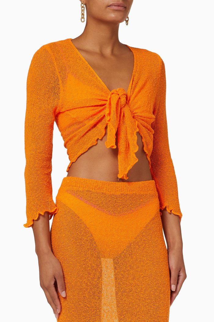 

Hilary Cardigan in Stretch Knit, Orange