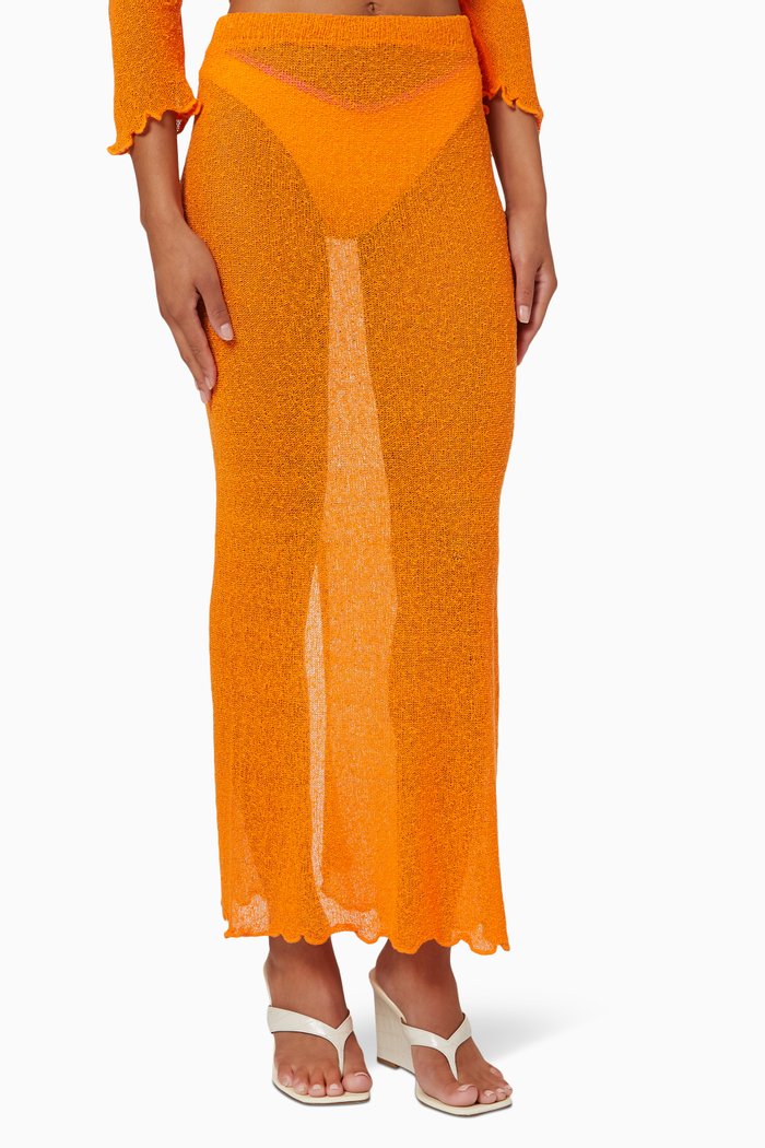

Opal Midi Skirt in Stretch Knit, Orange