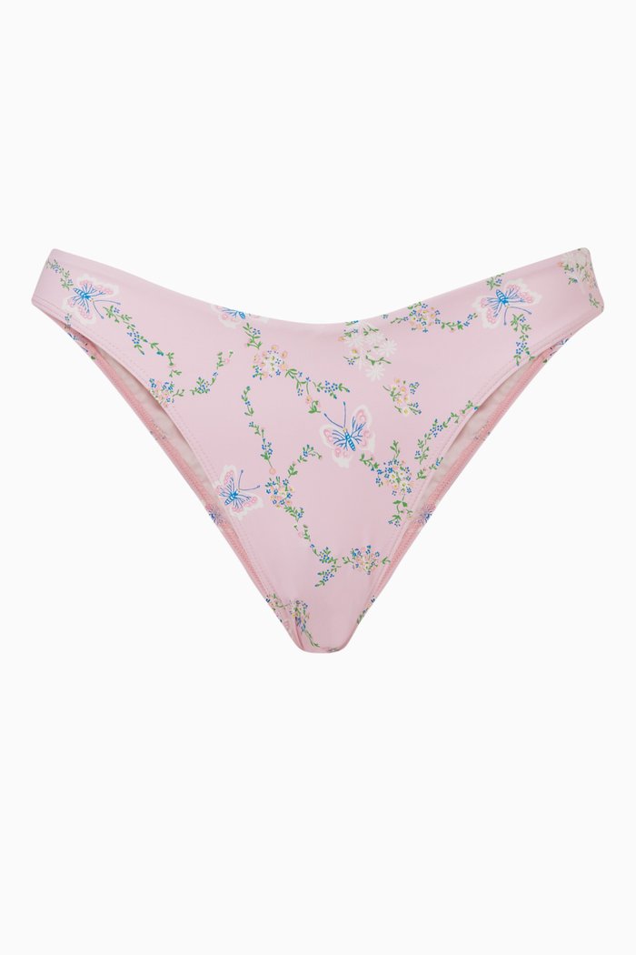 

Enzo Floral Cheeky Bikini Bottoms in Stretch Nylon, Pink