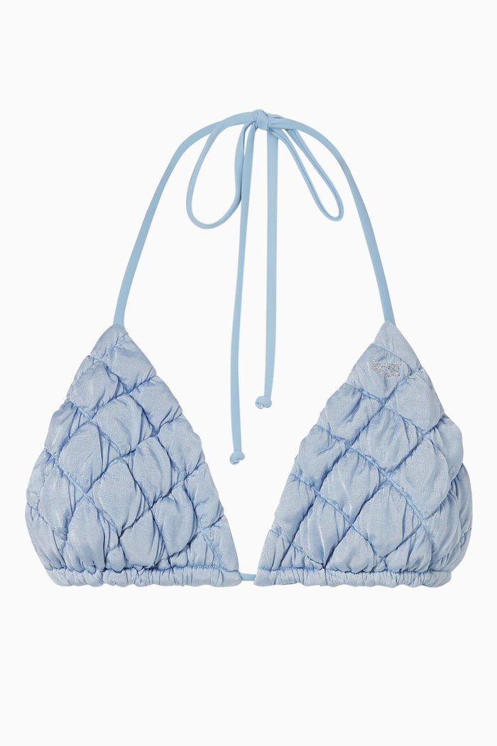 

Tia String Bikini Top in Puffed Nylon Blend, Blue