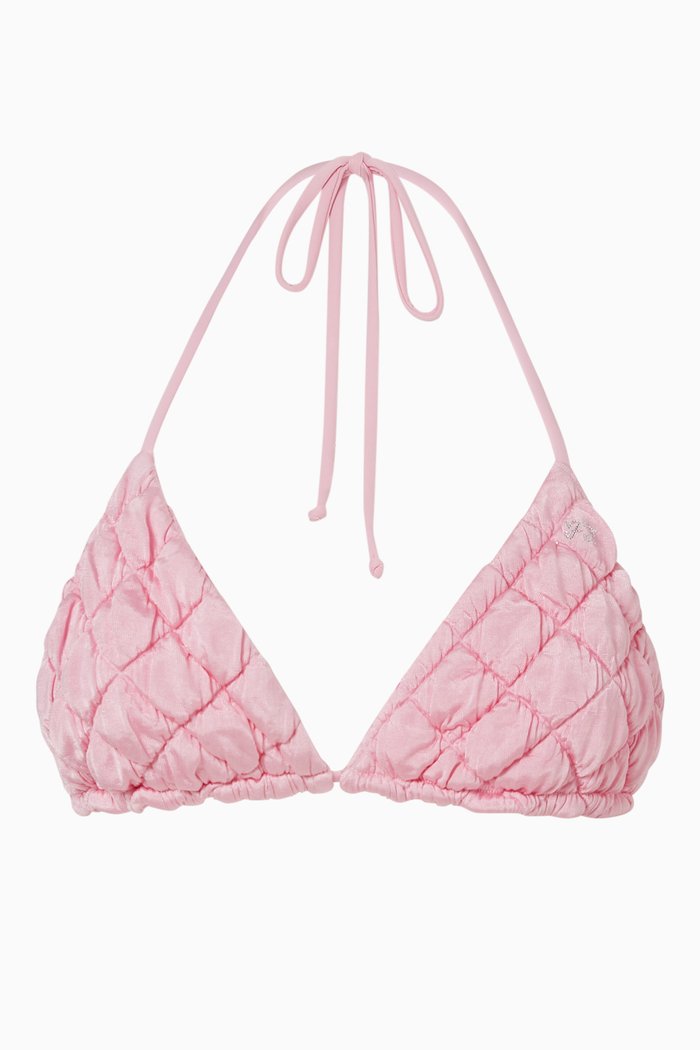 

Tia String Bikini Top in Puffed Nylon Blend, Pink