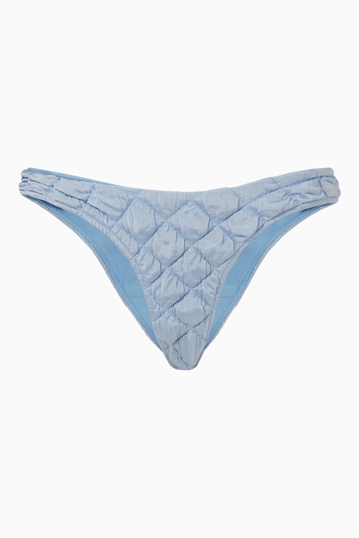 

Katarina Cheeky Bikini Bottoms in Puffed Nylon Blend, Blue