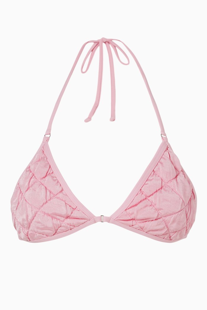 

Ivy String Bikini Top in Puffed Nylon Blend, Pink