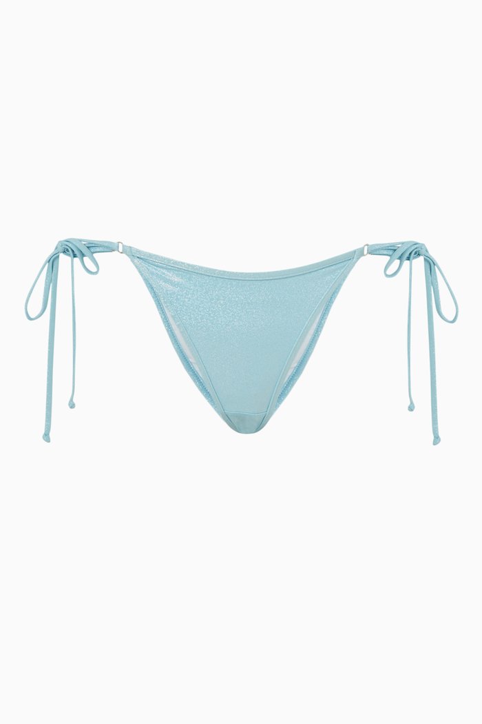

Mariah String Bikini Bottoms in Iridescent Stretch Nylon, Blue