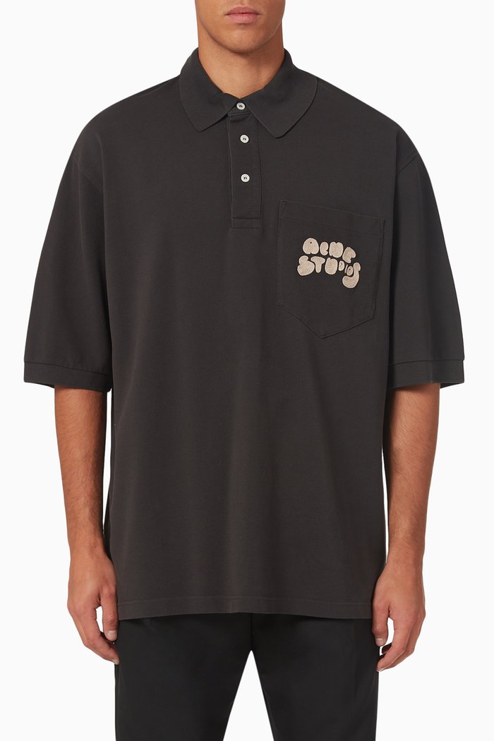

Bubble Logo Polo T-Shirt in Organic Cotton, Grey