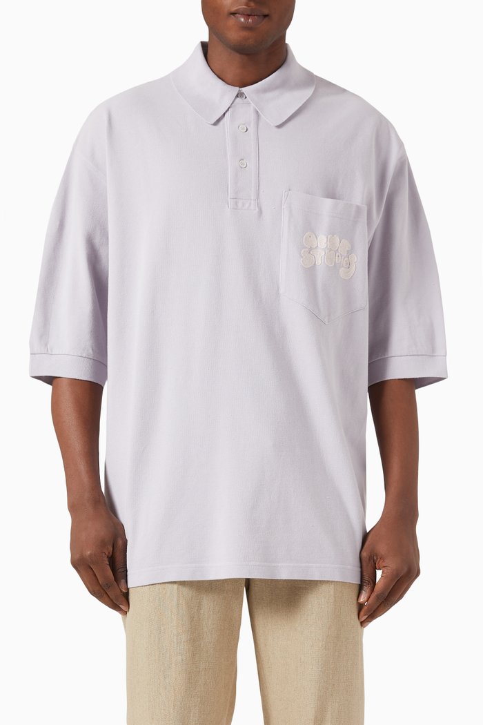 

Bubble Logo Polo Shirt in Organic Cotton, Purple