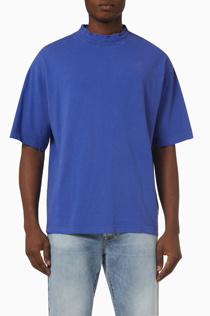 Elco Chain Logo Tape T-shirt in Organic Cotton, Blue